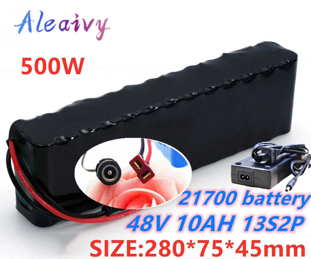 13S2P 21700 Rechargeable Battery 48V 10Ah Lithium Ion for Bicycle, Compatible with 500W  Wheelchair Motor Long Riding Range