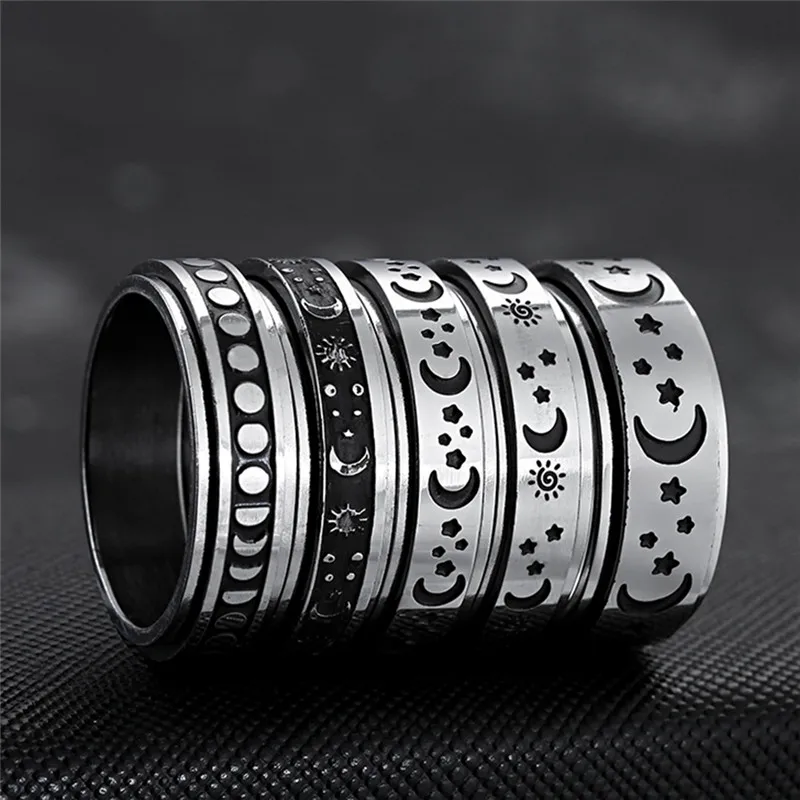 Anxiety Ring Figet Spinner Rings For Women & Men Stainless Steel Rotate Freely Spinning Anti Stress Accessories