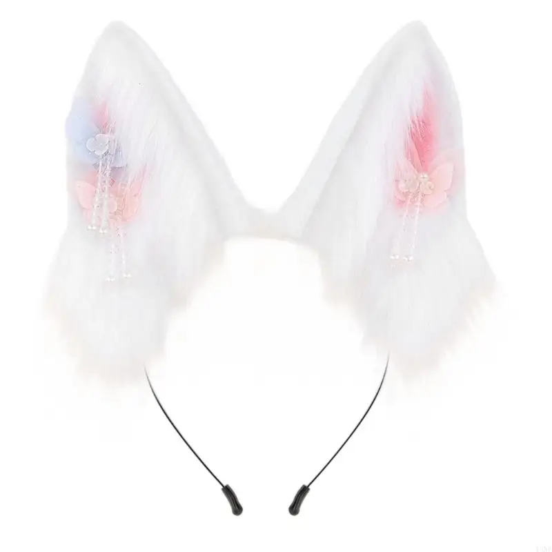 Y3ne Fux Furs Animal Cascia per capelli per eventi a tema Feste in costume morbide Accessorio per acconciatura per capelli