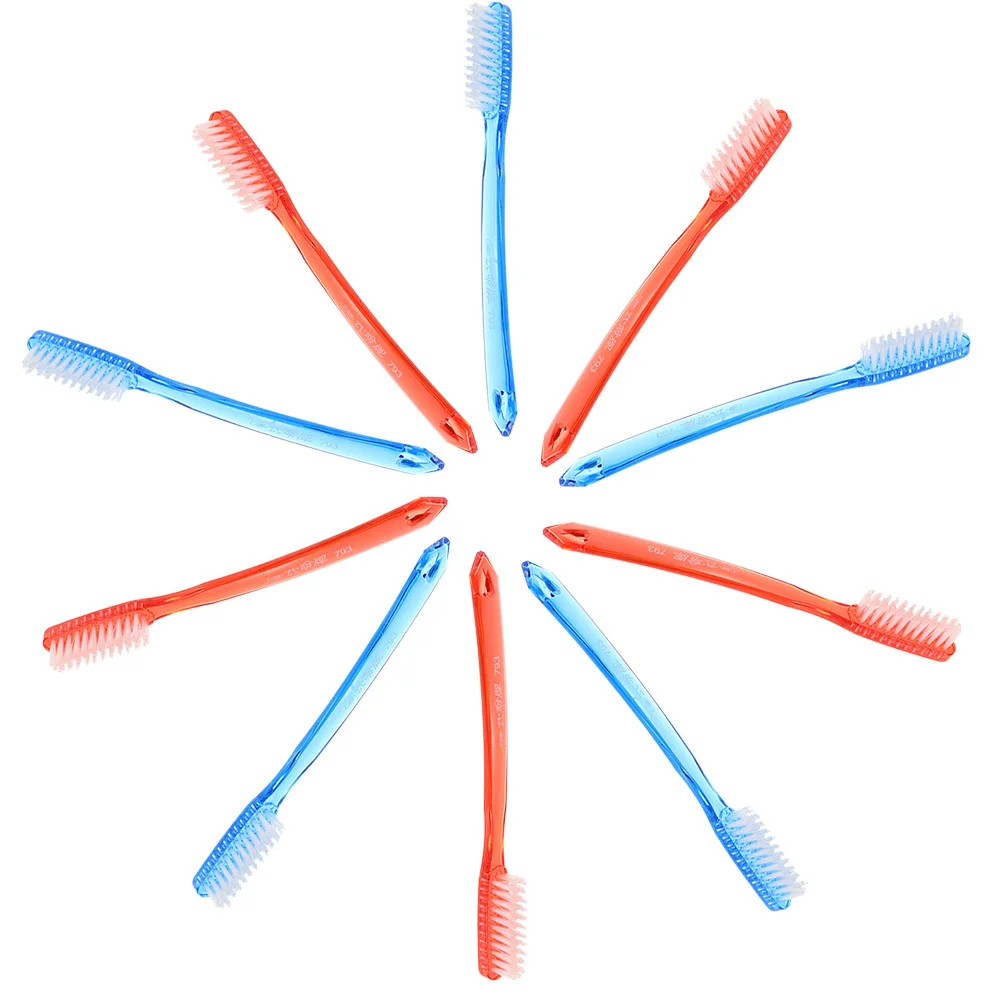 

10Pcs Hard Toothbrushes for Adults Plastic Lightweight Portable Travel Small Size Large Head Manual Teeth Cleaning Gum Care