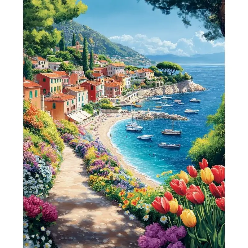 

SDOYUNO 5D DIY Diamond Painting Beach Scenery Cross Stitch Full Square Diamond Embroidery Seaside Mosaic Kit Handicrafts Gift