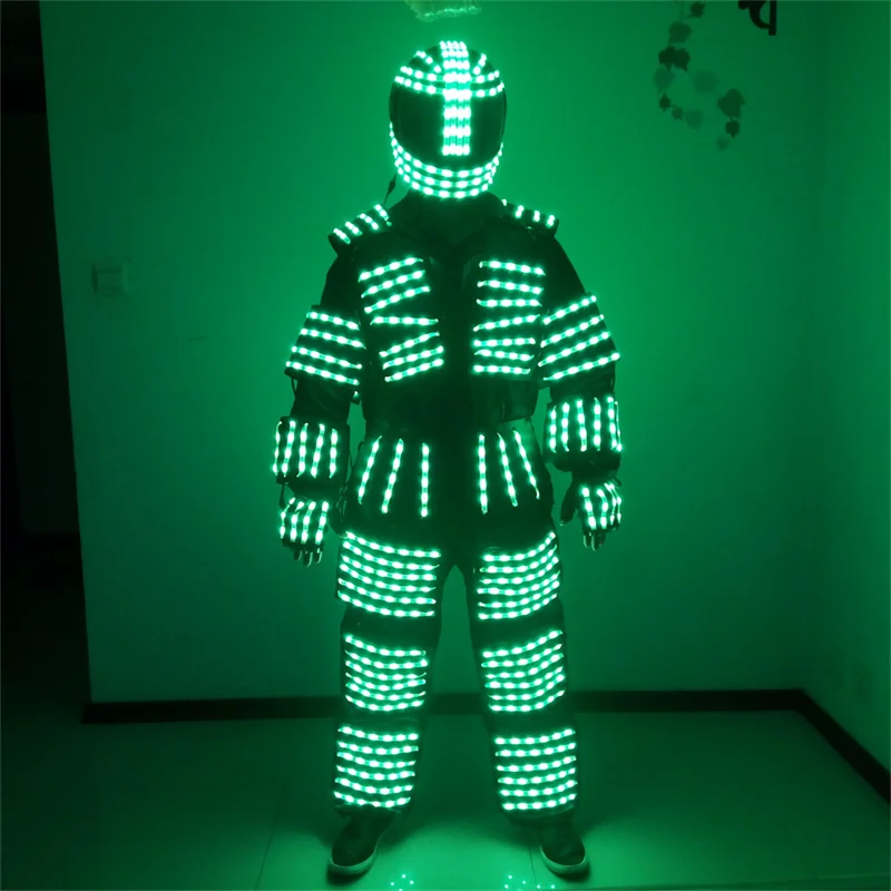 Factory OEM LED Robot Costume Stage RGB multicolor Jacket Dancer Wearing Cosplay Suit Laser Gloves for Nightclub Party Man dance