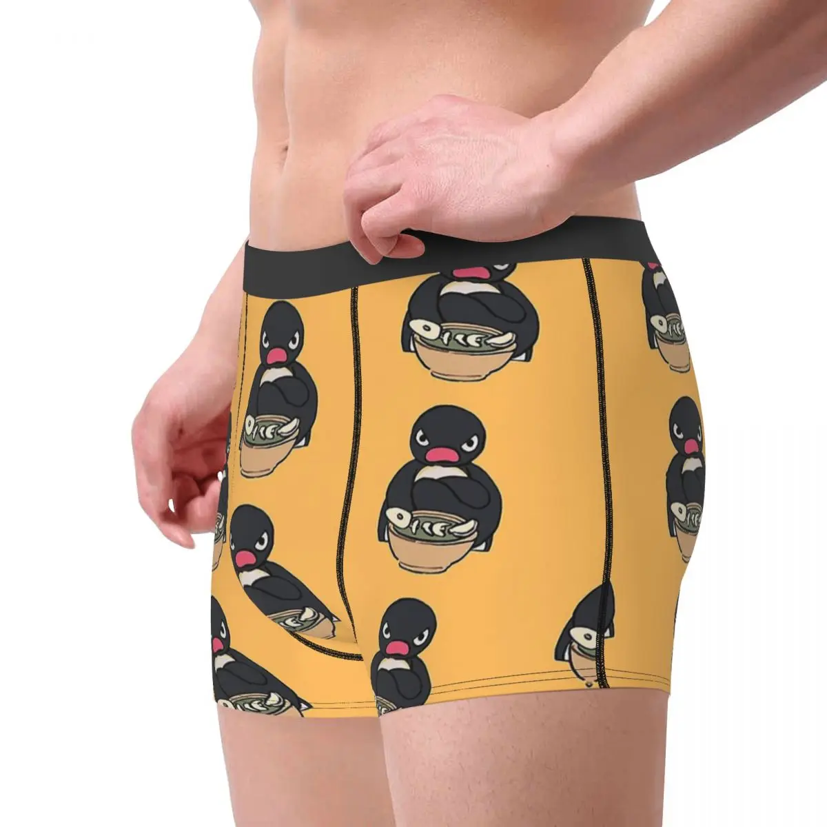 I Draw Sulking Penguin With His Meal Meme Man's Boxer Briefs Angery Pingu Underpants High Quality Print Shorts Birthday Gifts