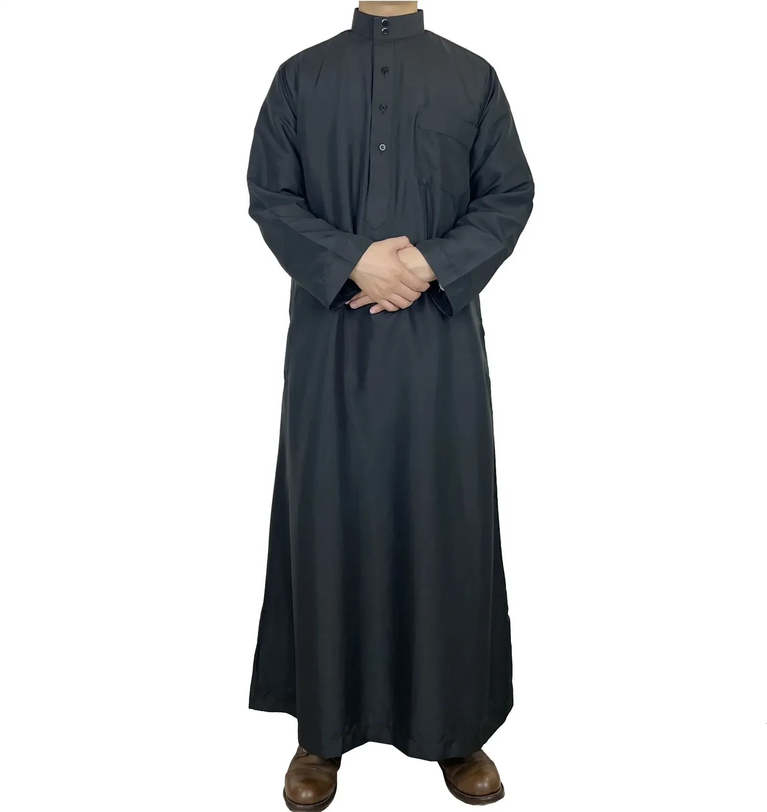 

Saudi Arabian Muslim Men's Clothing, Arabian and Turkish Eid Al - Fitr Muslim Abaya White Long - Sleeved Worship Robes M-XXL