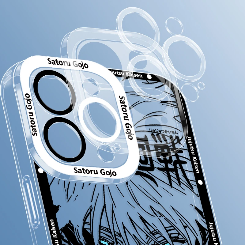 Anime Jujutsu Kaisen Gojo For Apple iPhone 15 14 13 12 11 XS XR X Pro MAX 8 7 Plus SE Angel Eyes Transparent Phone Case