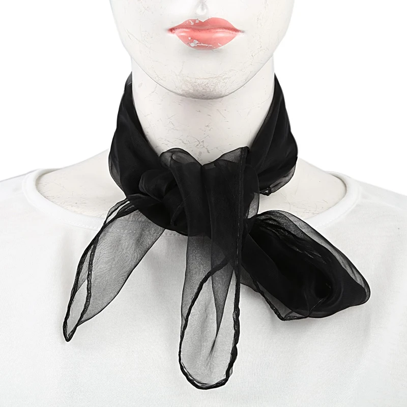 2X Lovely Fashion Plain Square Chiffon Neck Scarf Head Scarves 70 Cm X 70Cm (Black)