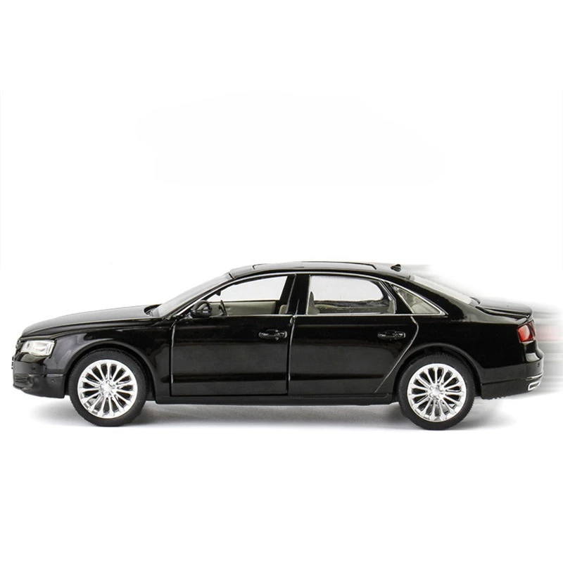 Diecast 1:32 audi a8 liga modelo de carro puxar para trás som e luz simulação modelo de carro brinquedo das crianças em miniatura voiture decoração de casa