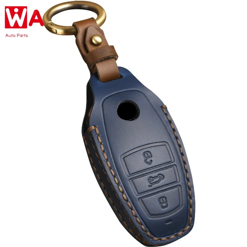 

Genuine Leather Car Key Fob Cover Case For Volkswagen Touareg 2011-2017 Fob Key