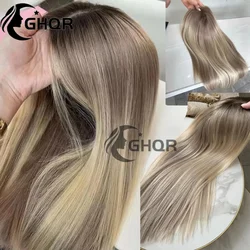 Destaque perucas 100% cabelo humano 360 peruca frontal do laço marrom ombre loira 13x6 13x4 peruca dianteira do laço onda do corpo brasilia pré-selecionado