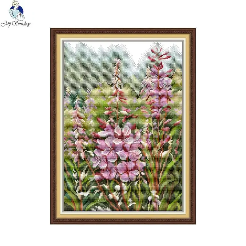 Joy Sunday Cross Stitching Wild Flowers 16ct 14ct 11ct Embroidery Kit Creative Hobbies Needlework DIY Wall Art Decoration Gifts