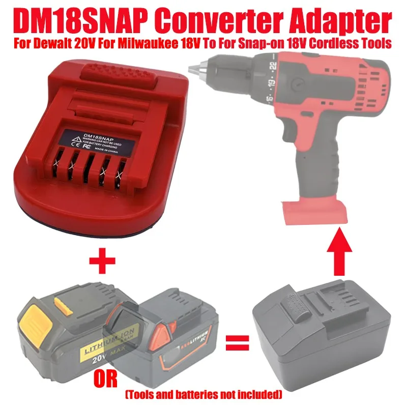 

ALASICKA Battery Adapter DM18SNAP for Dewalt 20V & for Milwaukee 18V Lithium Battery Convert To Work for Snap-on 18V Power Tools