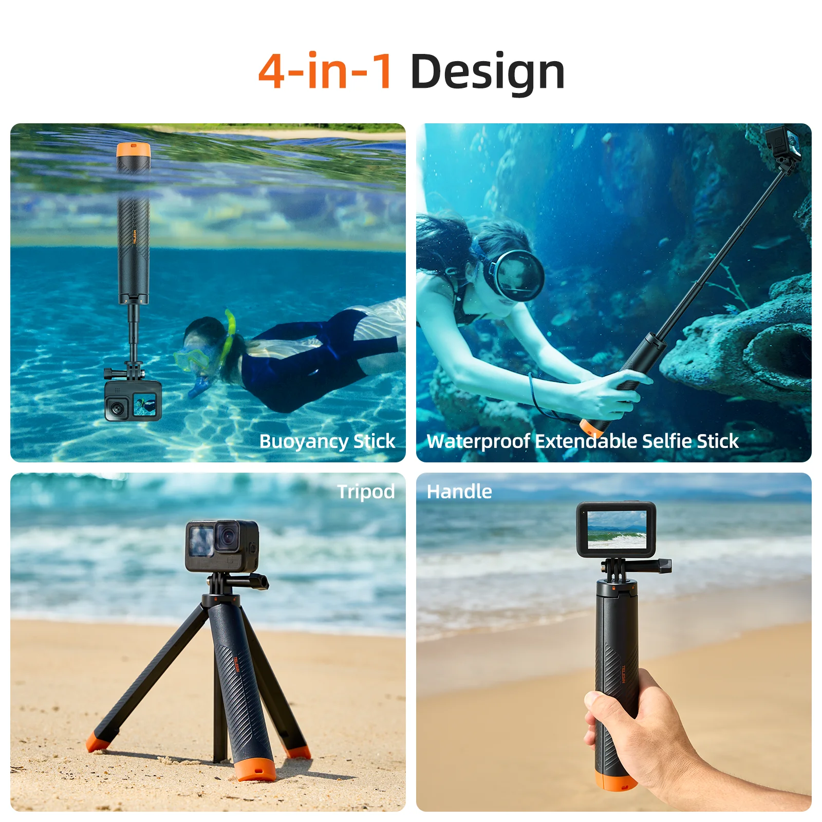 TELESIN Buoyancy bar Diving Extendable Underwater Selfie Stick Tripod For Gopro Insta360 DJI OSMO Action Camera Accessories