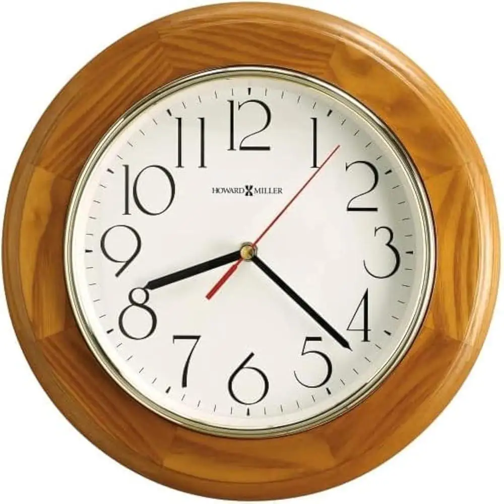 Vintage Wall Clock Round Design Quartz Movement Home Decor Battery Operated Sturdy Wooden Frame Quiet Ticking Indoor Clock