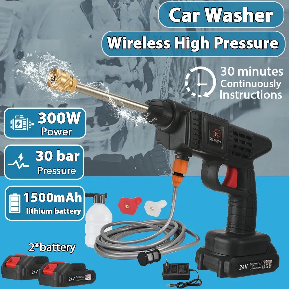 Cordless High Pressure Car Wash Washer Gun Foam Generator Water Gun Spray Cleaner for Car Home Garden Clean