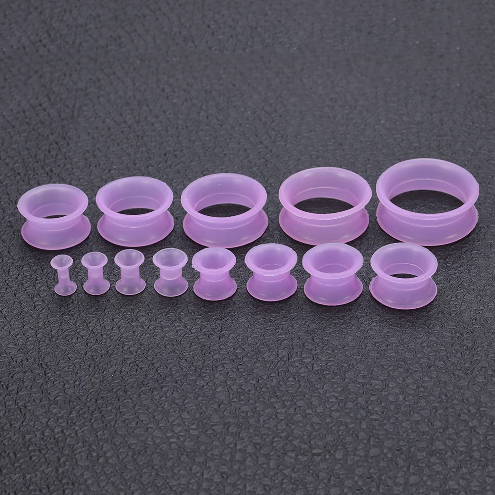 AOEDEJ 1 Paar flexible dünne Ohrstöpsel aus Silikon, Tunnel, 12 Farben, doppelt ausgestellter Expander, Piercing-Schmuck, Silikon-Ohrring-Expander – Detail 5