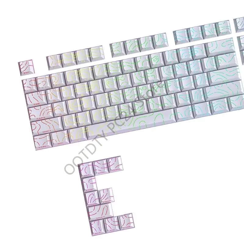 Original Height Keycaps Set Contour4.0 Side Print Keycap Wear Resistant PBT for Gaming and Office Keyboards Use