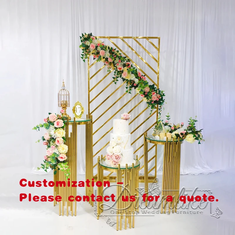 custom.Professional Quality Modern High Quality Stainless Steel Glass Wedding Cake Display Stand Carton-Packed Flower Stand