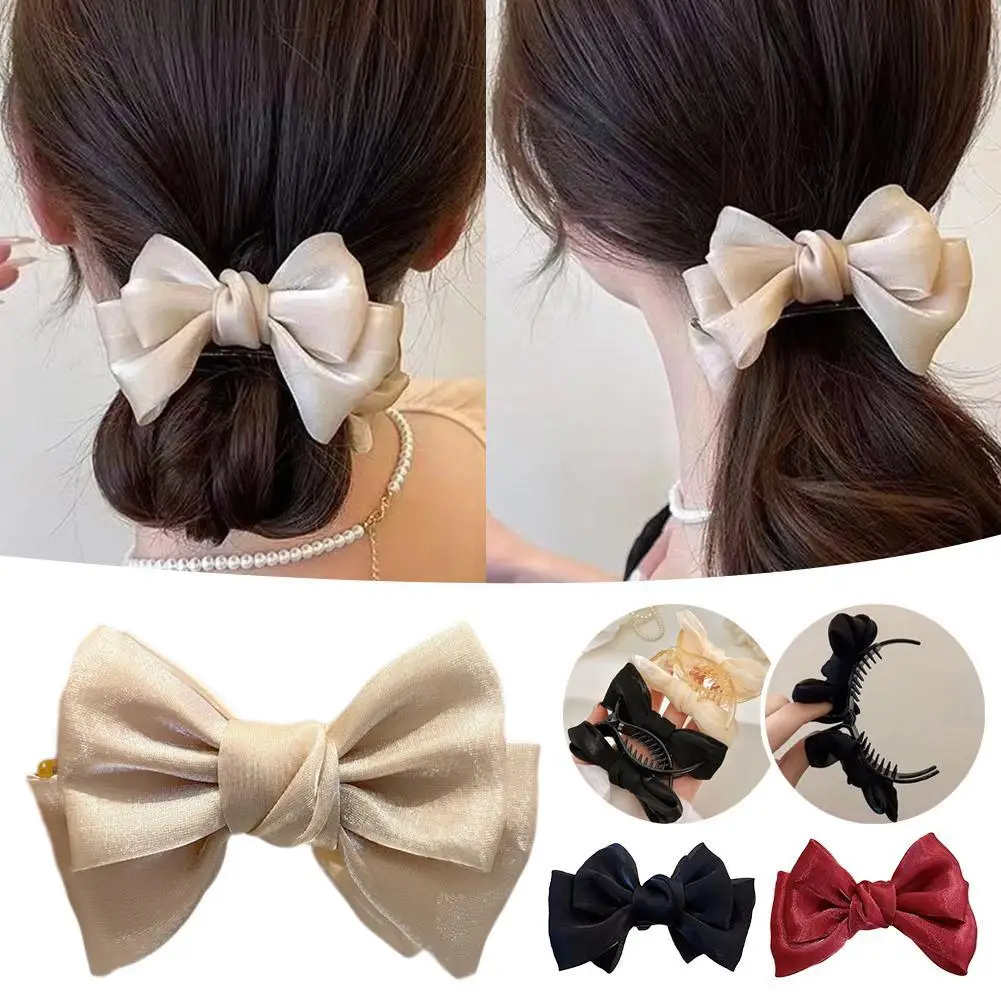 

Sweet Bow Hair Clamp Back Head Hair Accessories Hair Clip Pastoral Style Hairpin Women Girls Headwear Accessories Christmas Gift