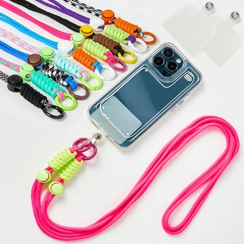 Adjustable Cellphone Lanyard Phone Crossbody Shoulder Chain with Tether Patches Anti-lost Anti-fall Mobile Phone Straps