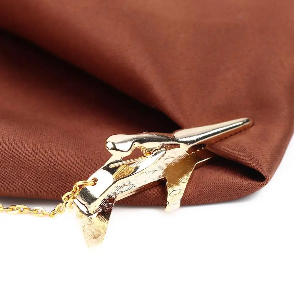 Simple Fashion Metal Wedding Gifts Airplane Shape Accessories Necktie Clip Shirt Tie Pin Men Tie Clip Aircraft Clips