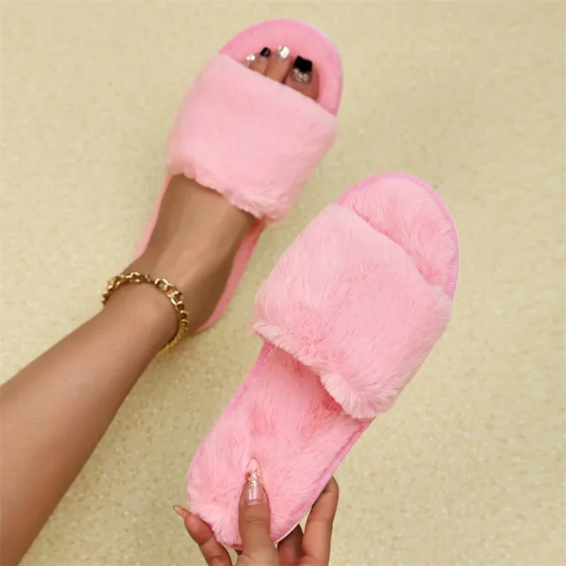 Women's Shoes 2024 New Open Toe Women's Slippers Autumn Suede Warm Solid Light Indoor Flat Casual Comfortable Slippers Zapatos