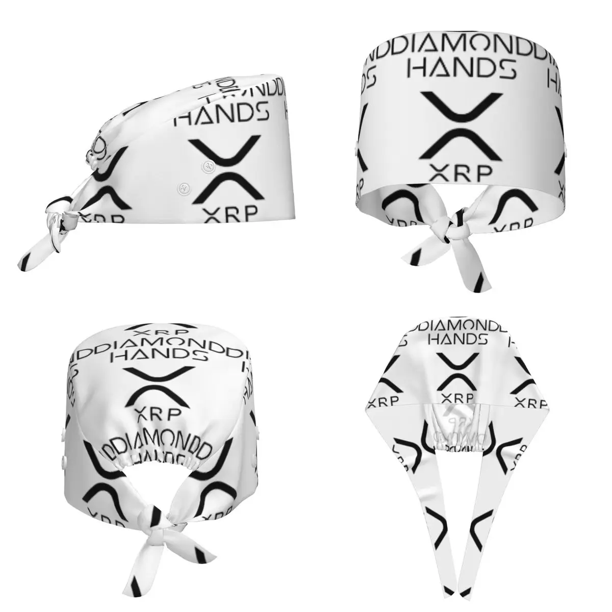 XRP Ripple Crypto Diamond Hands Scrub Hat Doctor Working Surgical Cap Men Women Adjustable Nursing Caps for Dentist
