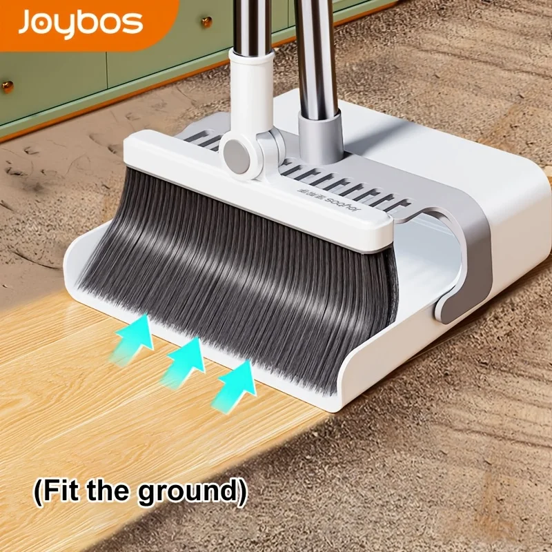 مجموعة مكنسة Joybos ذاتية التنظيف ومجارف من الفولاذ المقاوم للصدأ مقاومة للشعر للأرضيات الصلبة مكنسة منزلية فعالة لتنظيف الزوايا