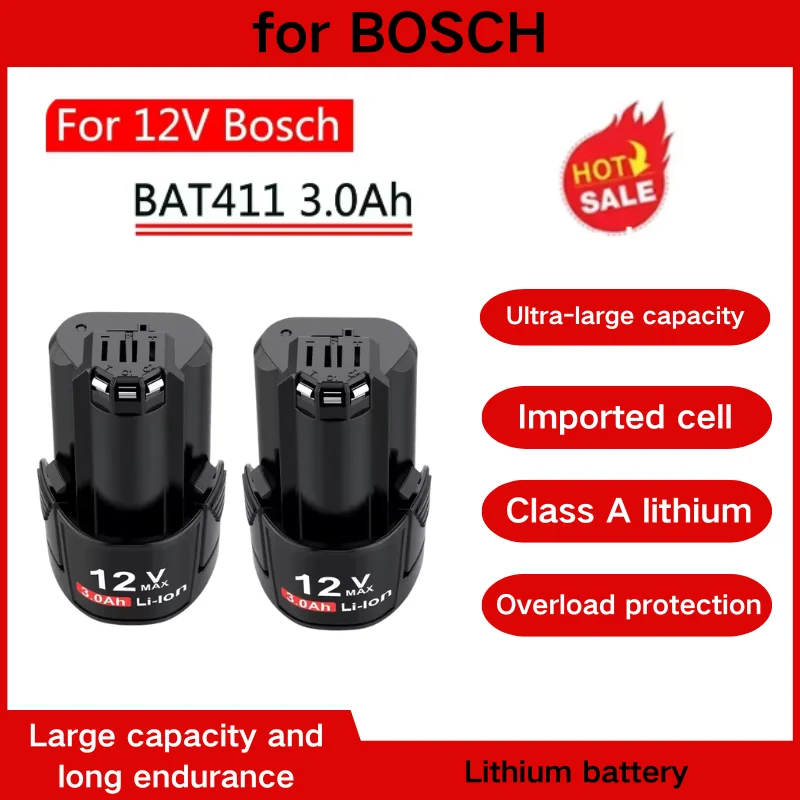 

For BOSCH 12V 3000mah Li-ion Rechargeable Battery For BAT412A BAT413A D-70745GOP 2607336013 2607336014 PS20-2 Battery Charge