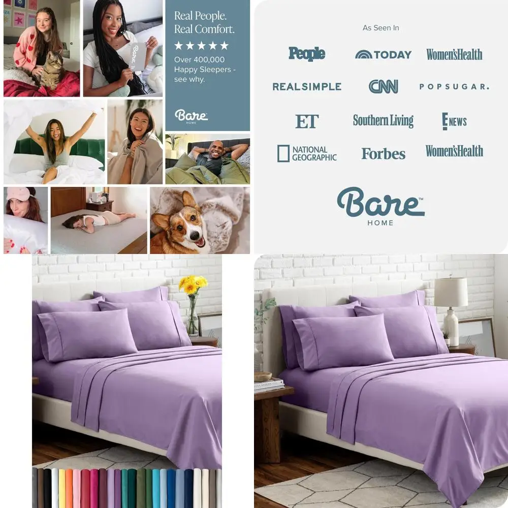 

Luxury 6-Piece Sheet Set - Extra Soft, Deep Pockets, Cooling & Breathable, Wrinkle & Stain Resistant, Includes 4 Pillowcases (Wh