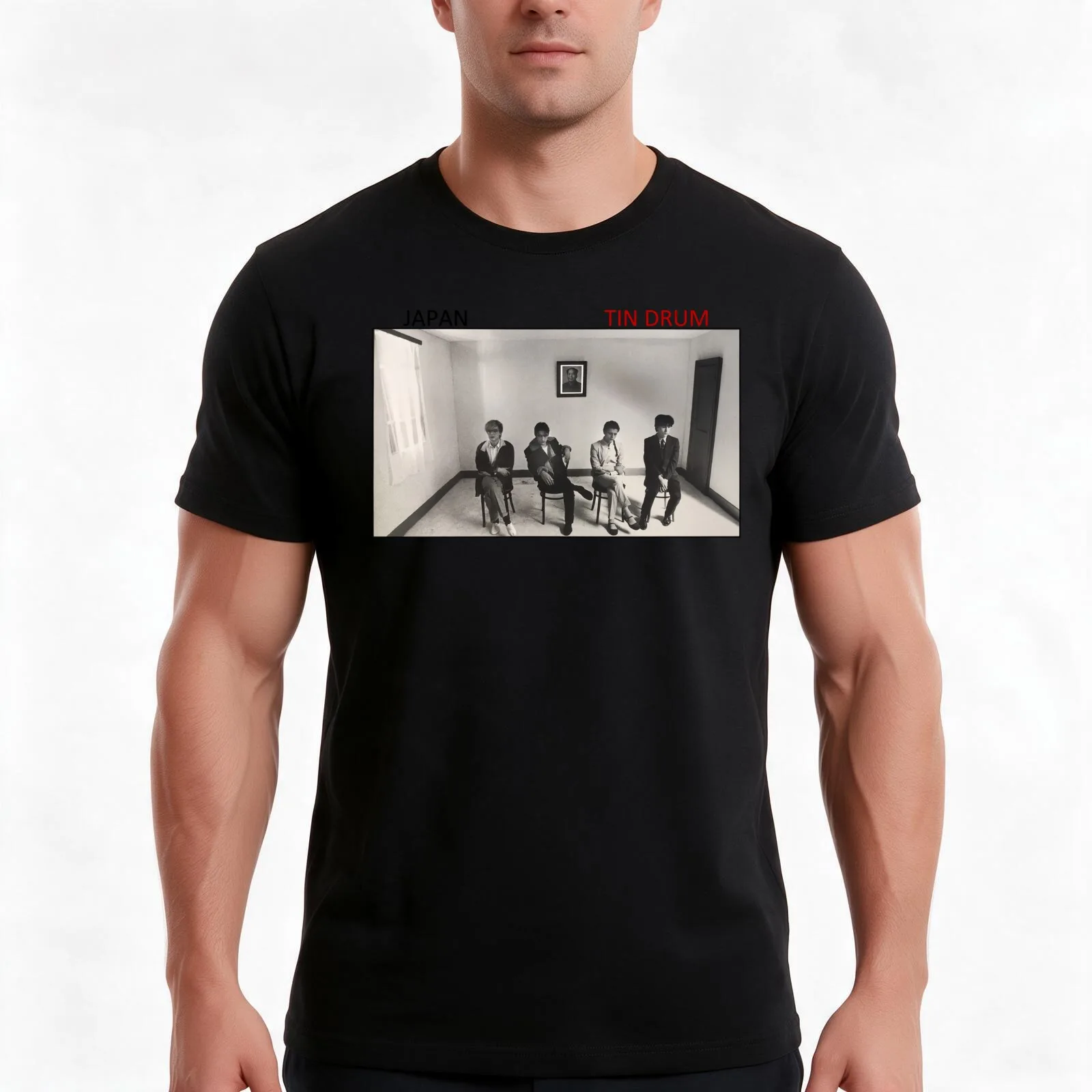 Japan -Tin Drum band photo (light background) T-Shirt, Summer Casual Cotton Tee, Oversized Streetwear Tops, Unisex Men Women
