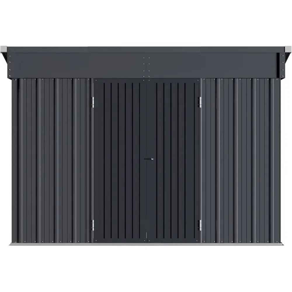 6x10ft Galvanized Steel Outdoor Storage Shed with Sloped Roof, Double Doors & 2 Vents for Garden and Patio