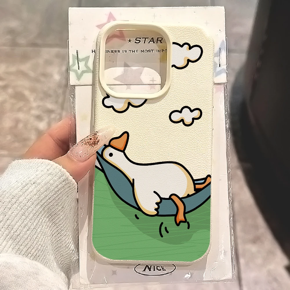 Flachliegende Weiße Enten-Handyhülle für iPhone 17 16 15 14 13 12 Pro Max 16 15 14 Plus 17 16 15 14 Pro 17Air Silikon-Matt-Cover – Detail 1