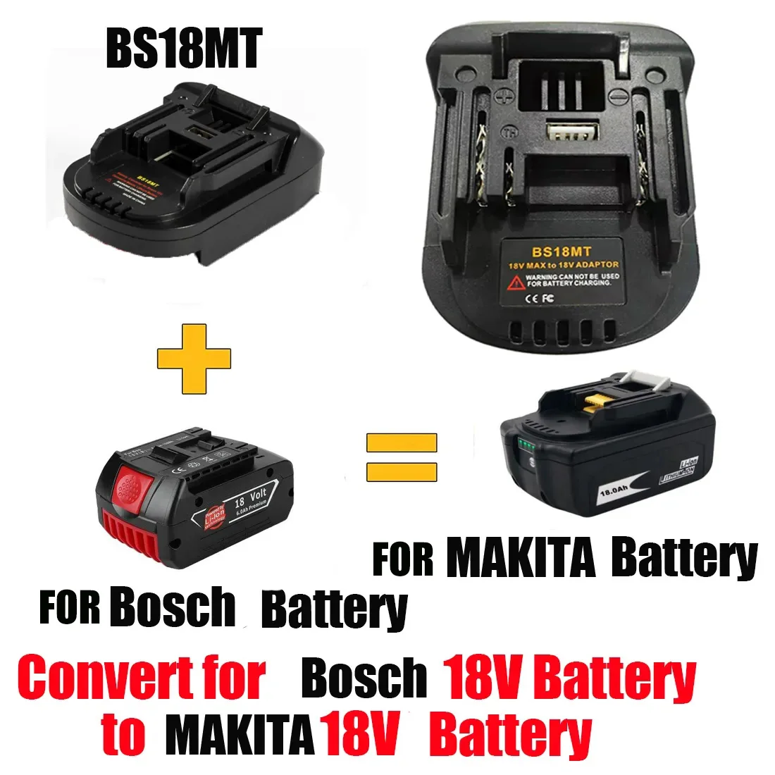 

BS18MT Battery Adapter Converter Compatible For BOSCH 18V BL1860 Lithium Batteries To For Makita 18V BL1820/30 Tools