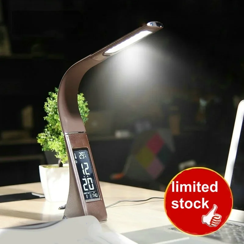 Touch Control 5w Eye Care Office Study Bedroom Beside Table Lamp Modern Leather Led Light Desktop Three Grade Brightnes