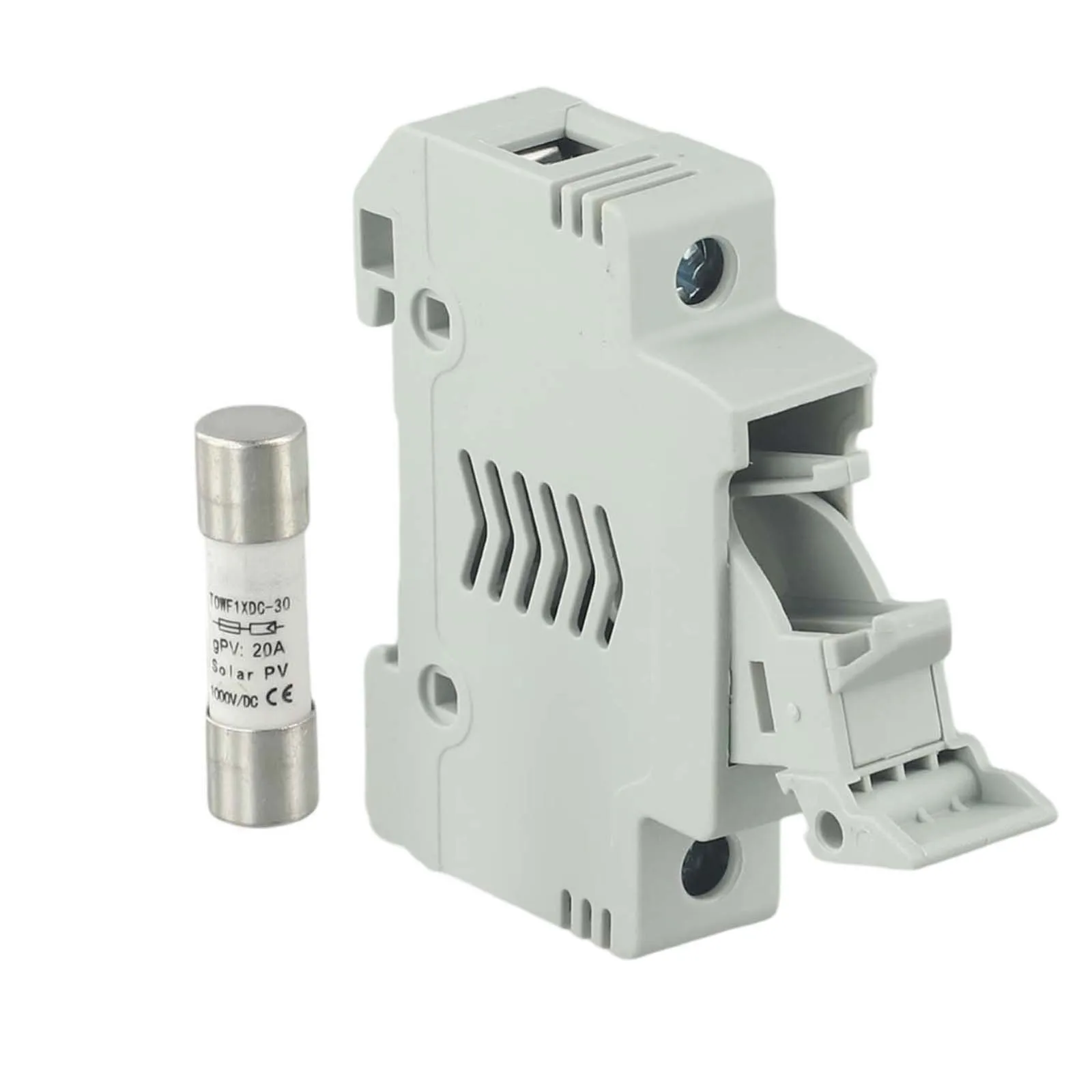 تطبيقات الطاقة الشمسية مجموعة حامل الصمامات للحماية الكهروضوئية البيضاء تصميم مقاوم للحرارة عزل عالي ميزات 10A PV فيوز