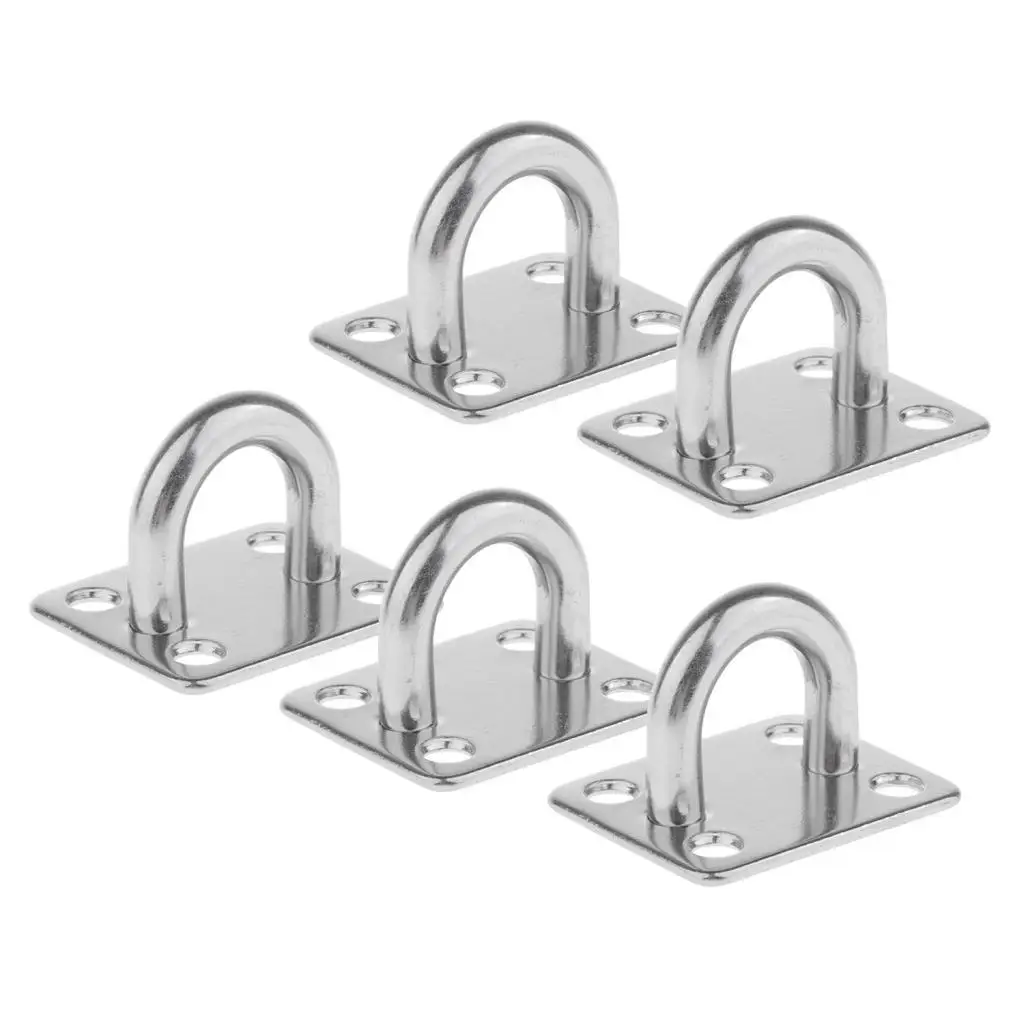 2-6pack 5pcs M6 Wall /Ceiling Hook Stainless Steel Pad Eye Plate Marine Boat