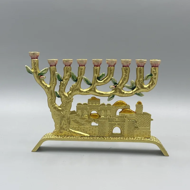 Ménorah juive à neuf branches de luxe léger, style Temple de Jérusalem, articles de décoration créatifs pour la maison, cadeaux de prière et de fêtes