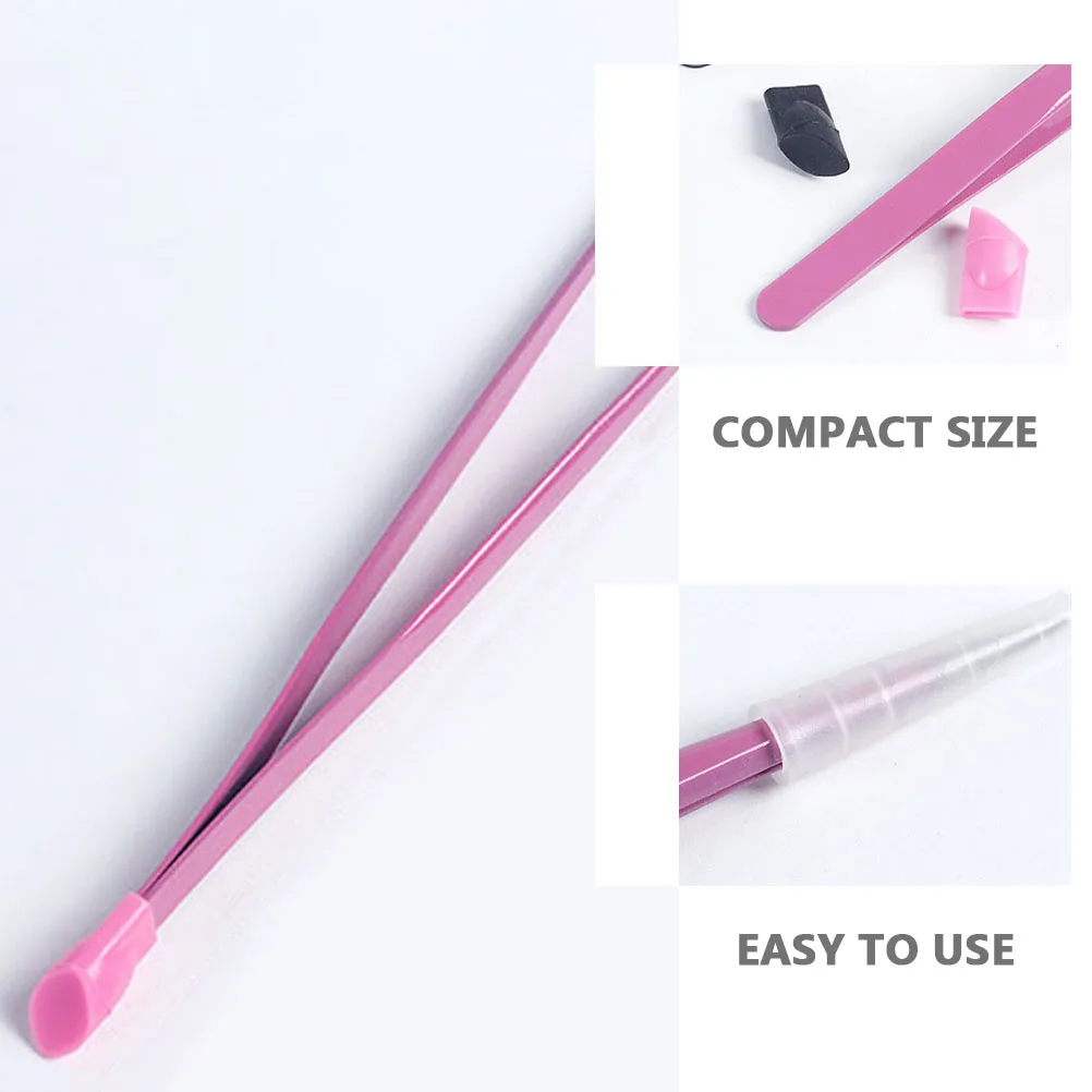 

2pcs Manicure Tweezers Nail Art Tools Straight Tip Stickers Stainless Steel Silicone Design Portable