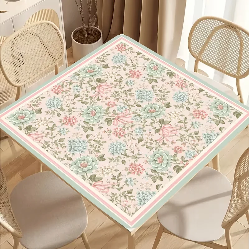 VIKAMA Mahjong Table Mat Anti Slip Rubber Backing Noise Reduction Waterproof Tulips Country Cottage Spring Art Home Decoration