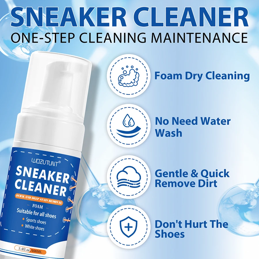 Footwear Cleaner Sneaker Foam Mousse Stain Removal Whitening for White Shoes Eliminates Dirt and Yellow Stains Shoe Care Product