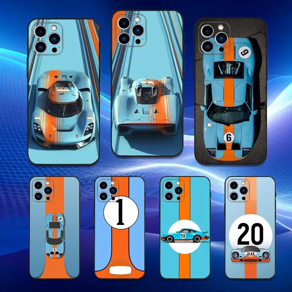 

S-Star G-Gulf R-Racing Car Phone Case For iPhone 16,15,14,13,12,11 Plus,Pro Max,XS,X,XR,SE,Mini,8,7,Soft Silicone Black Cover