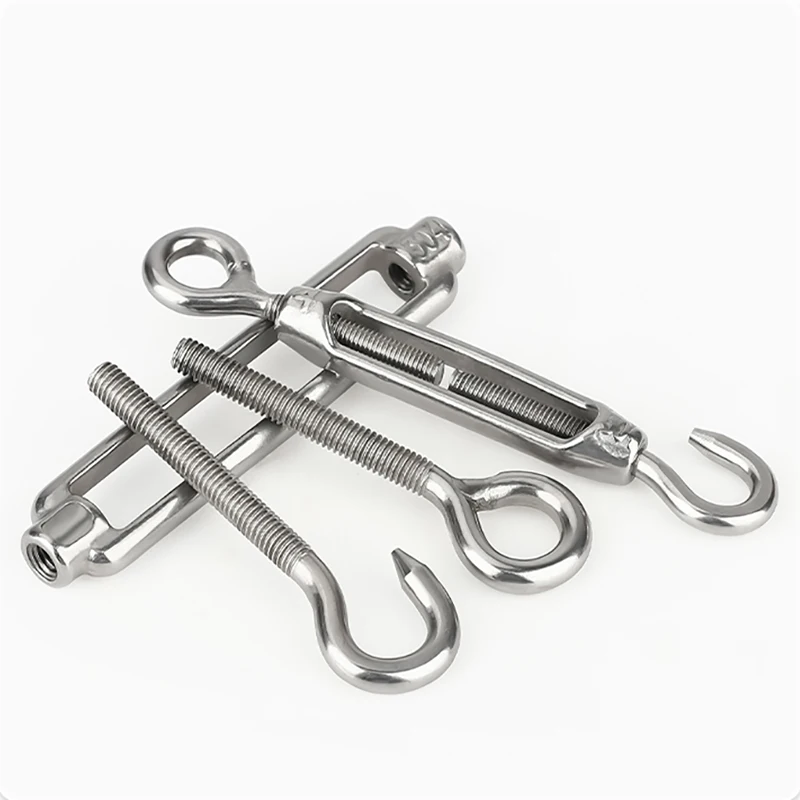 

1PCS Stainless Steel 304 Turnbuckle Hook And Hook Wire Rope Tension Heavy Duty M4-M18 For Sun Shade Sail Cable Railing Hardware
