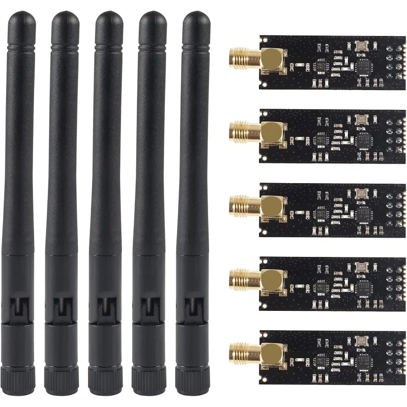 5pcs Wireless Transceiver Module 2.4G 1100m NRF24L01+PA+LNA in Antistatic Foam for ArduinoIDE Compatible with Antenna
