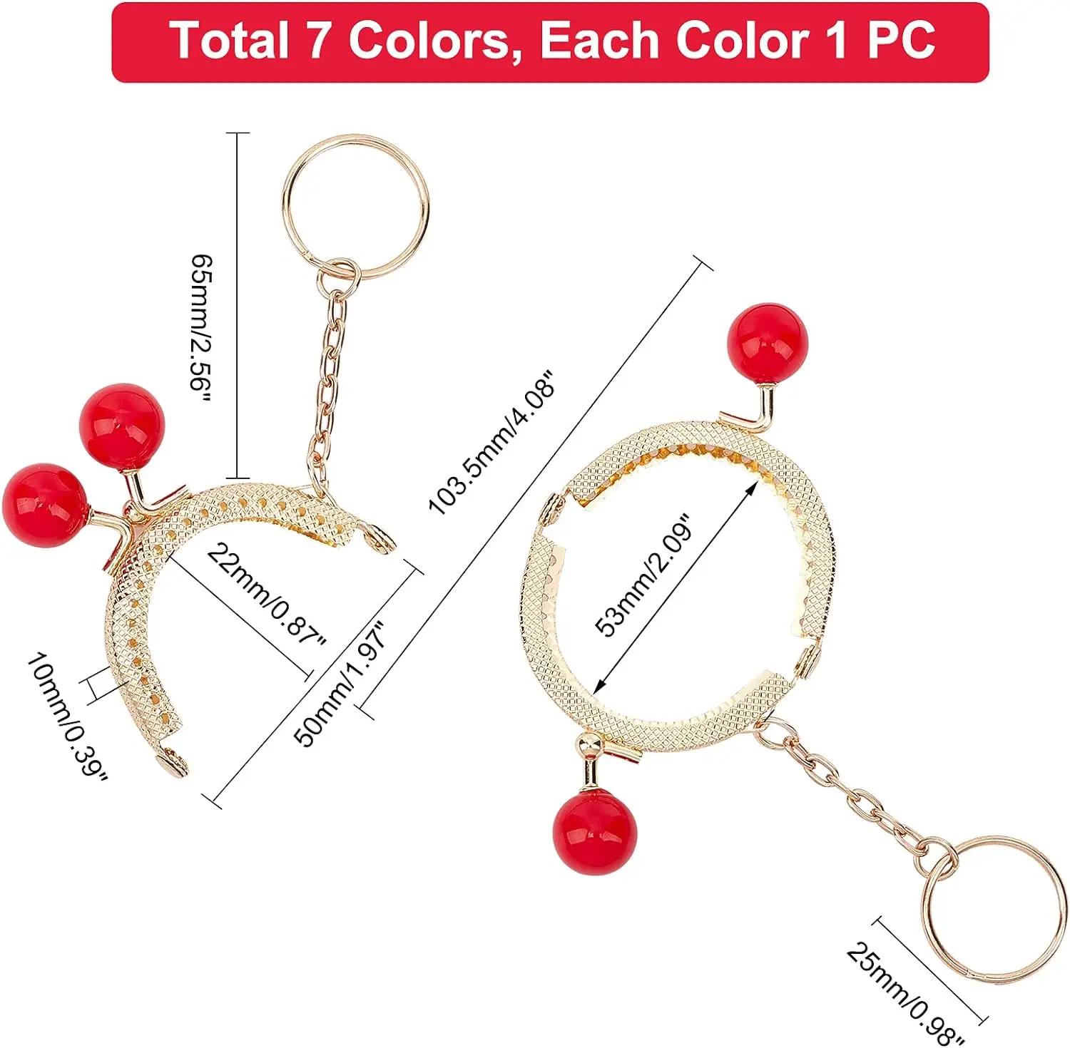 7 Colors Purse Frame Bag Kiss Clasp Lock Key Ring 2\