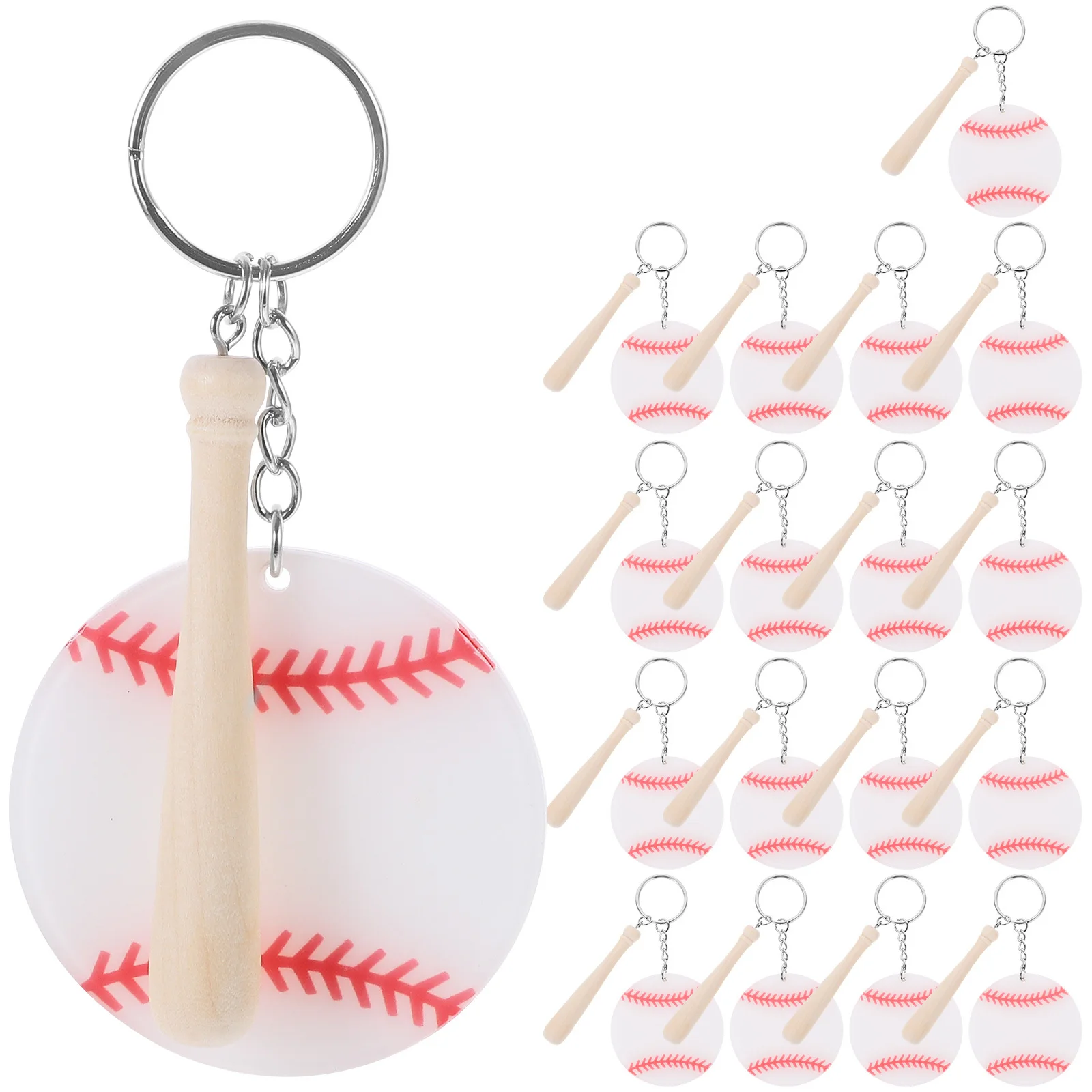 

18pcs Baseball Bat Keychain Stylish Sports Accessories Decorative Key Ring For Women Men Bag Pendant Gift Party Favors