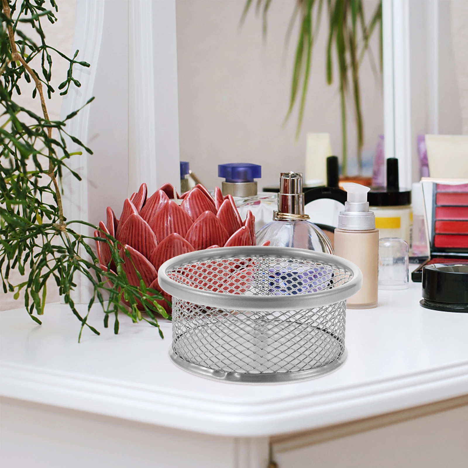 

4 Pcs Metal Pen Holder Paper Clip Container Iron Organizer Simple Office Supplies Mesh Storage Holders