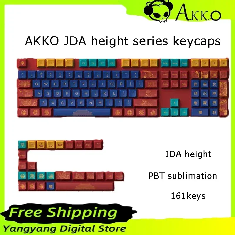 AKKO JDA Altura Keycap, 161-Key teclado mecânico, sublimação PBT, Cross Satellite Axis, conjunto completo