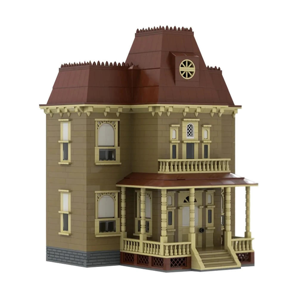 

MOC Psycho House Строительные блоки 1960-х годов Фильм ужасов Сцена Bates Motel Архитектура Кирпичная игрушка Подарок для взрослых
