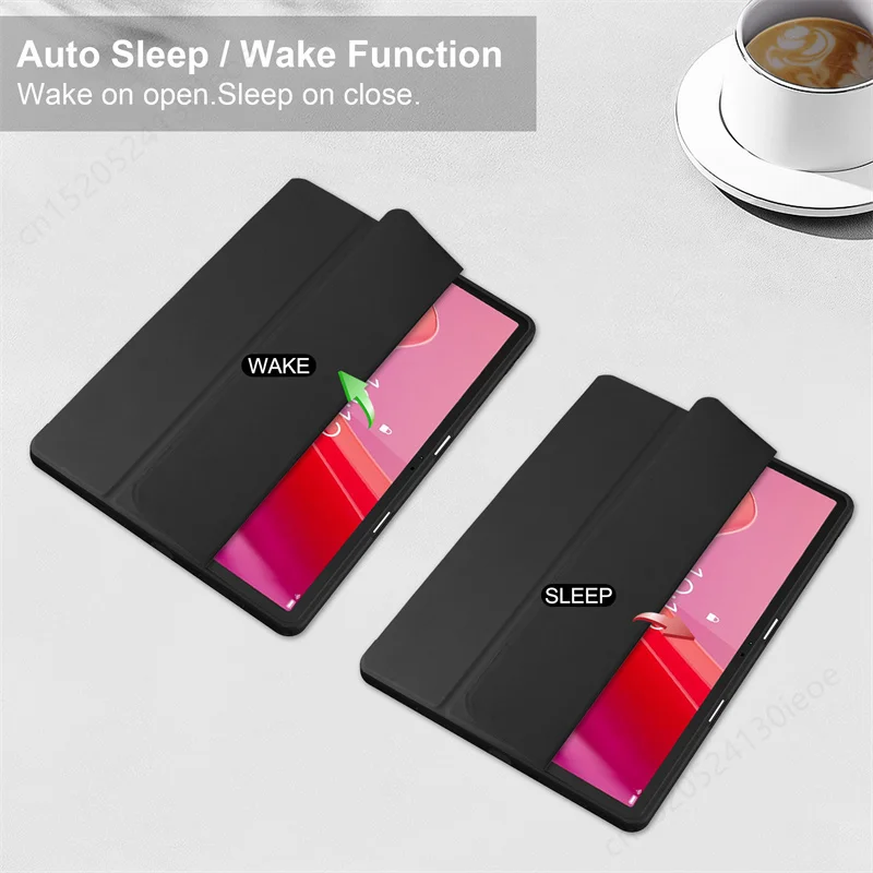 For Lenovo Tab M11 Tablet Case with Pen Holder Folding Stand Acrylic TPU Back Cover for XiaoxinPad Xiaoxin Pad 2024 Funda Cases