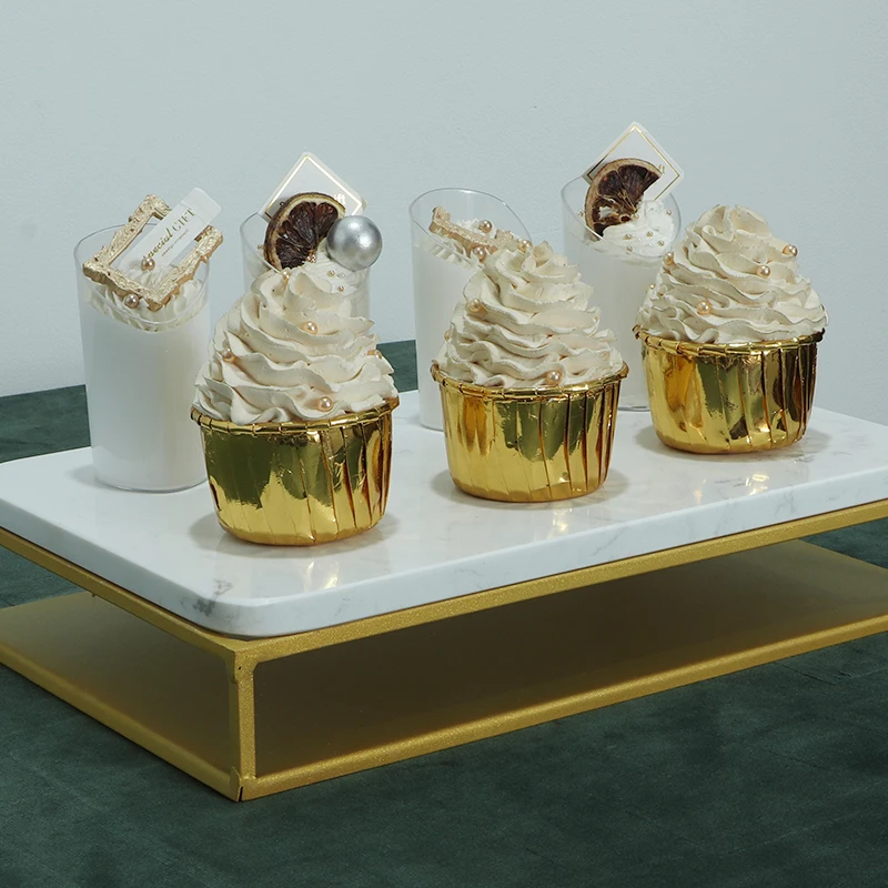 大理石の金属と金のケーキスタンド,デザートプレート,結婚式の装飾